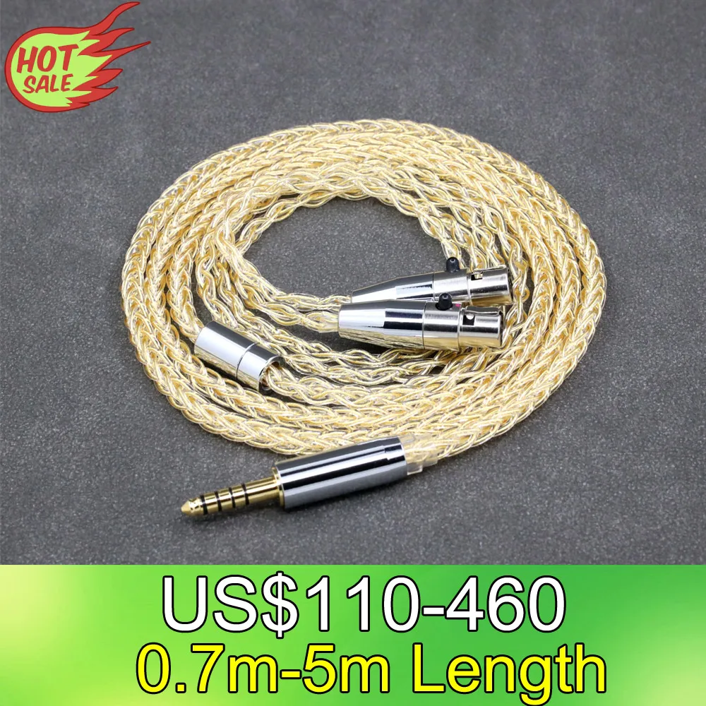 8 Core 99% 7n Pure Silver 24k Gold Plated Earphone Cable For Abyss AB 1266 Phi TC Dual Mini xlr 3 pin head(amame) LN008805