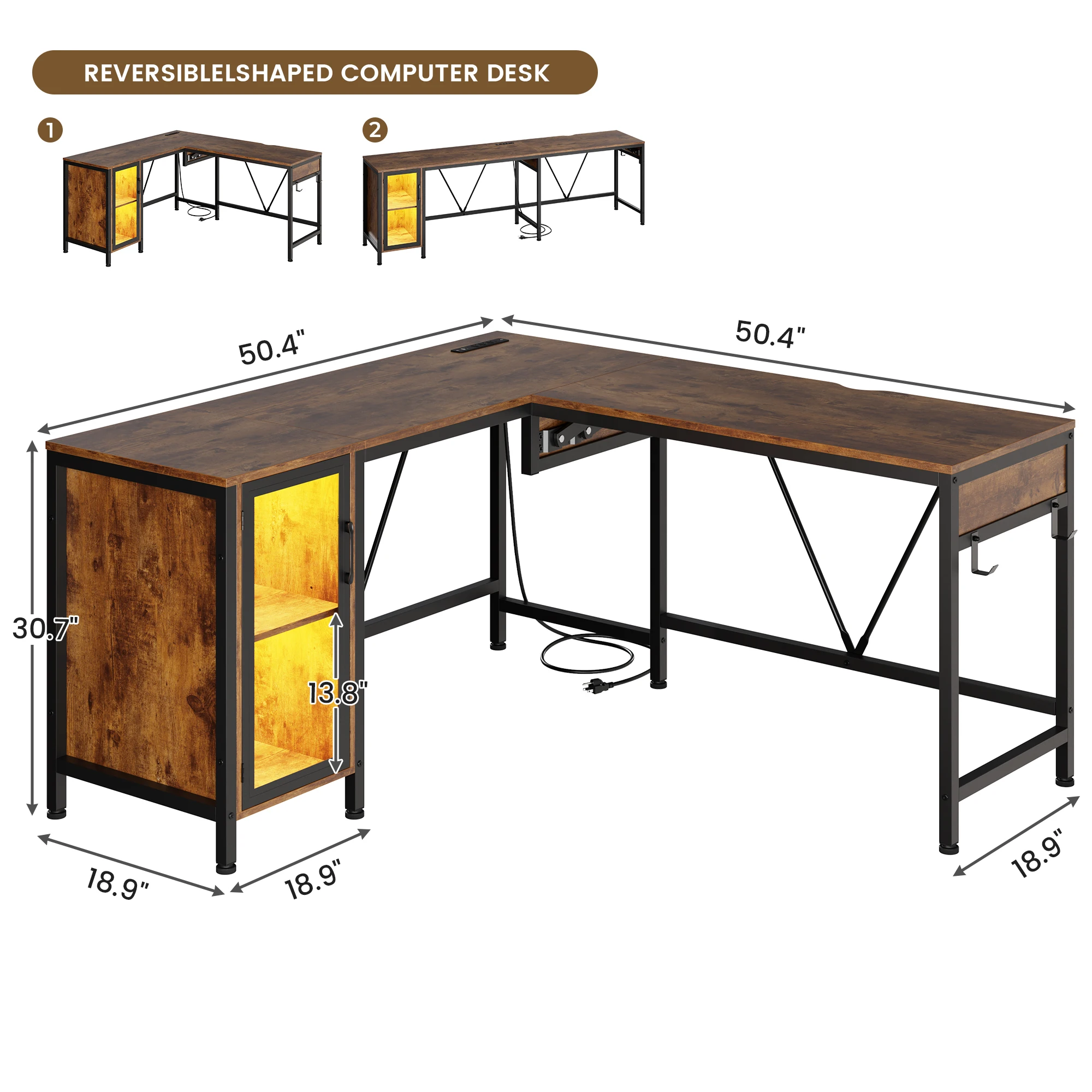 L Shaped Desk With Lift Top, 50.4