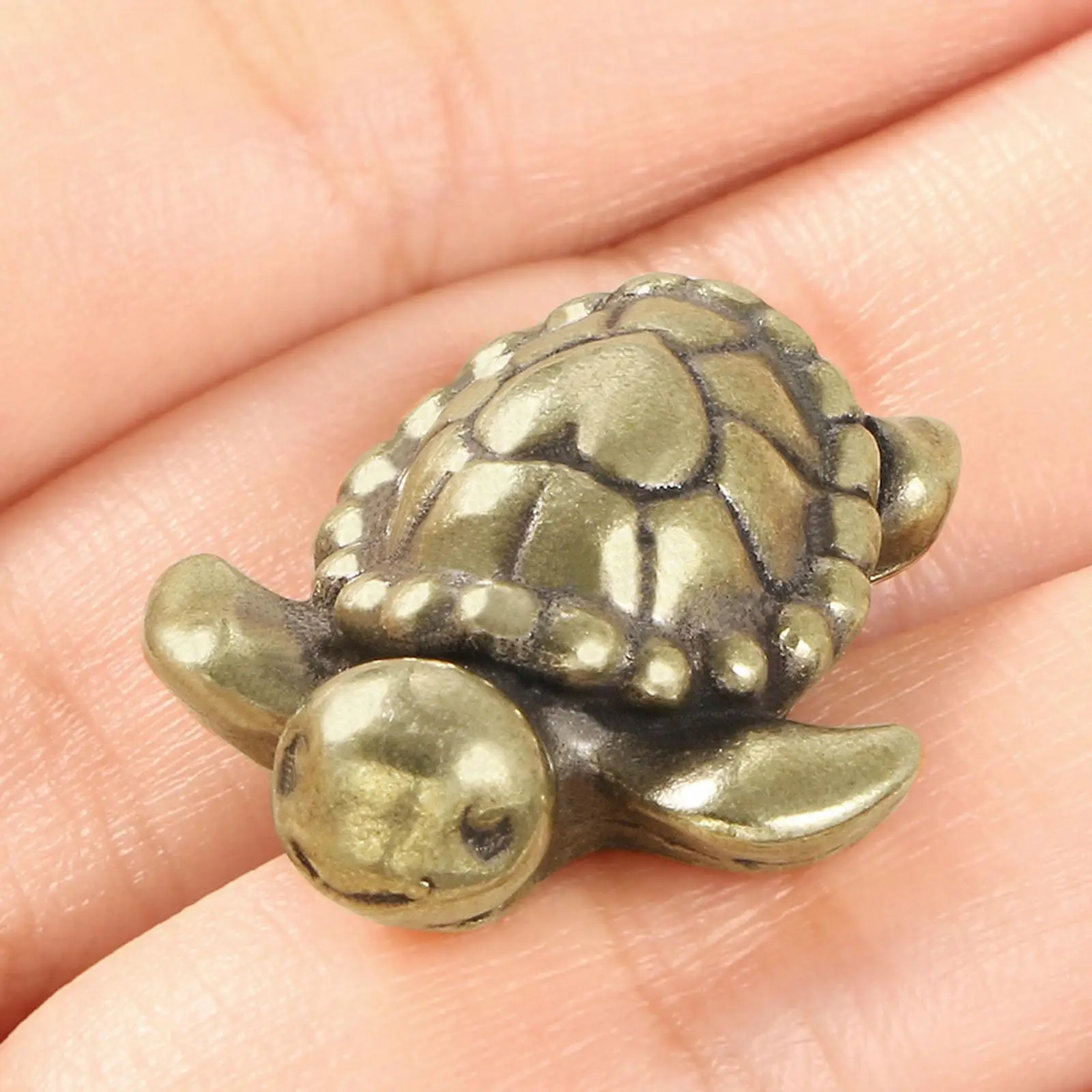 Vintage Style Brass Turtle Figurine Tiny Tortoise Desk Ornament Collectible Decor for Tea Pet Lovers