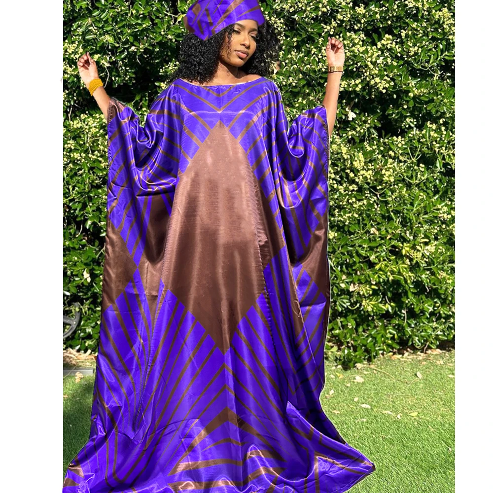 

Newest African Dresses For Women Traditional Wedding Bride Clothing Original Riche Dashiki Robe Printed Evening Gowns With Scarf