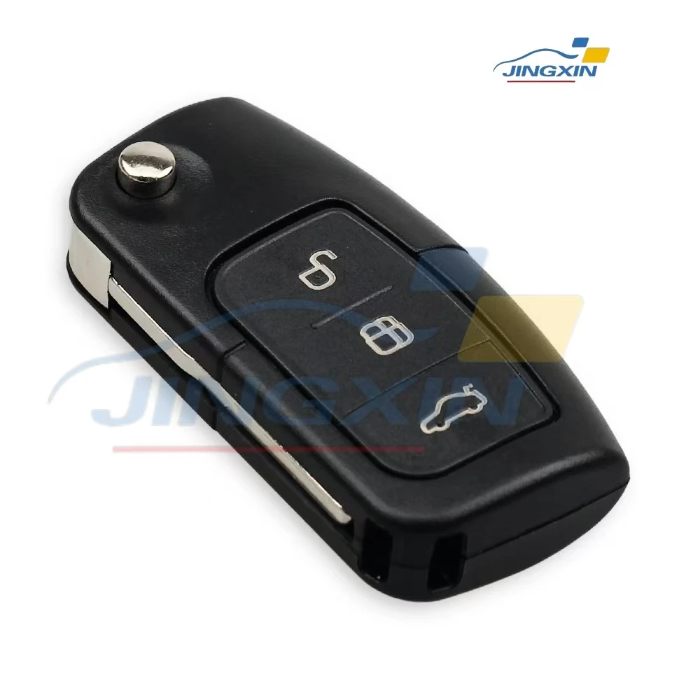 JINGXIN 433MHz 4D63/4D60 Chip Remote Key For Ford Focus 3 Mondeo C Max S Max Galaxy Fiesta HU101 / FO21 Blade Case 3 Buttons car