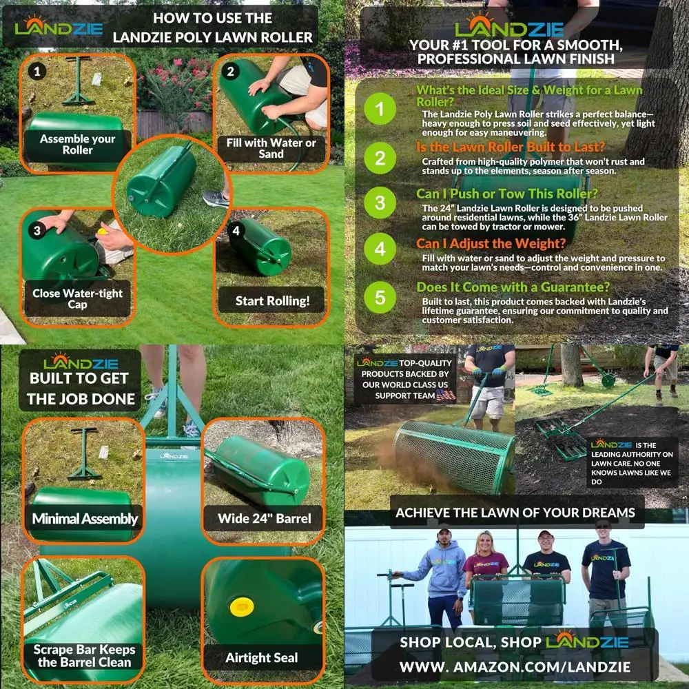 

24-дюймовый полимерный газонный каток - каток для газона, наполняемый водой (15,8 галлонов), для улучшения прорастания семян и разметки газона