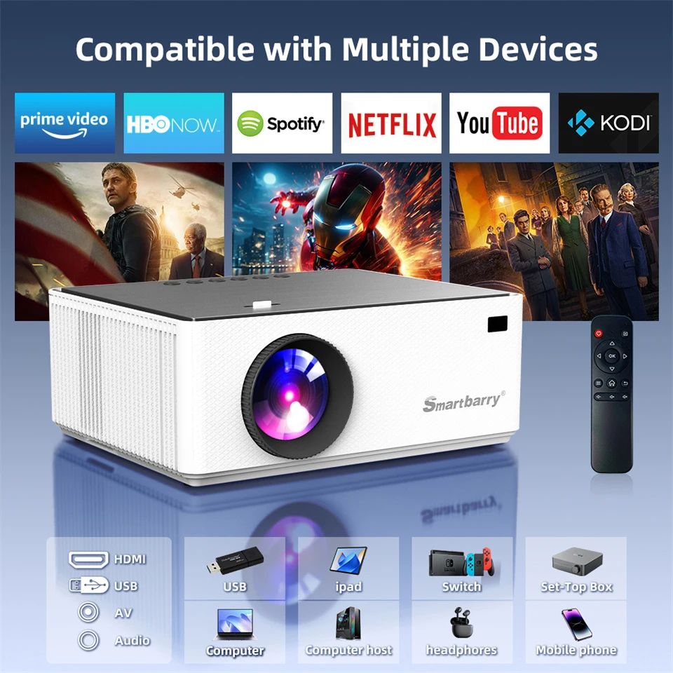 KaiAqua  Full HD Projector Portable Home Theater for 2K 4K 1080P Video HDR Decoding Android WIFI Phone Beam Projector Cinema image 6