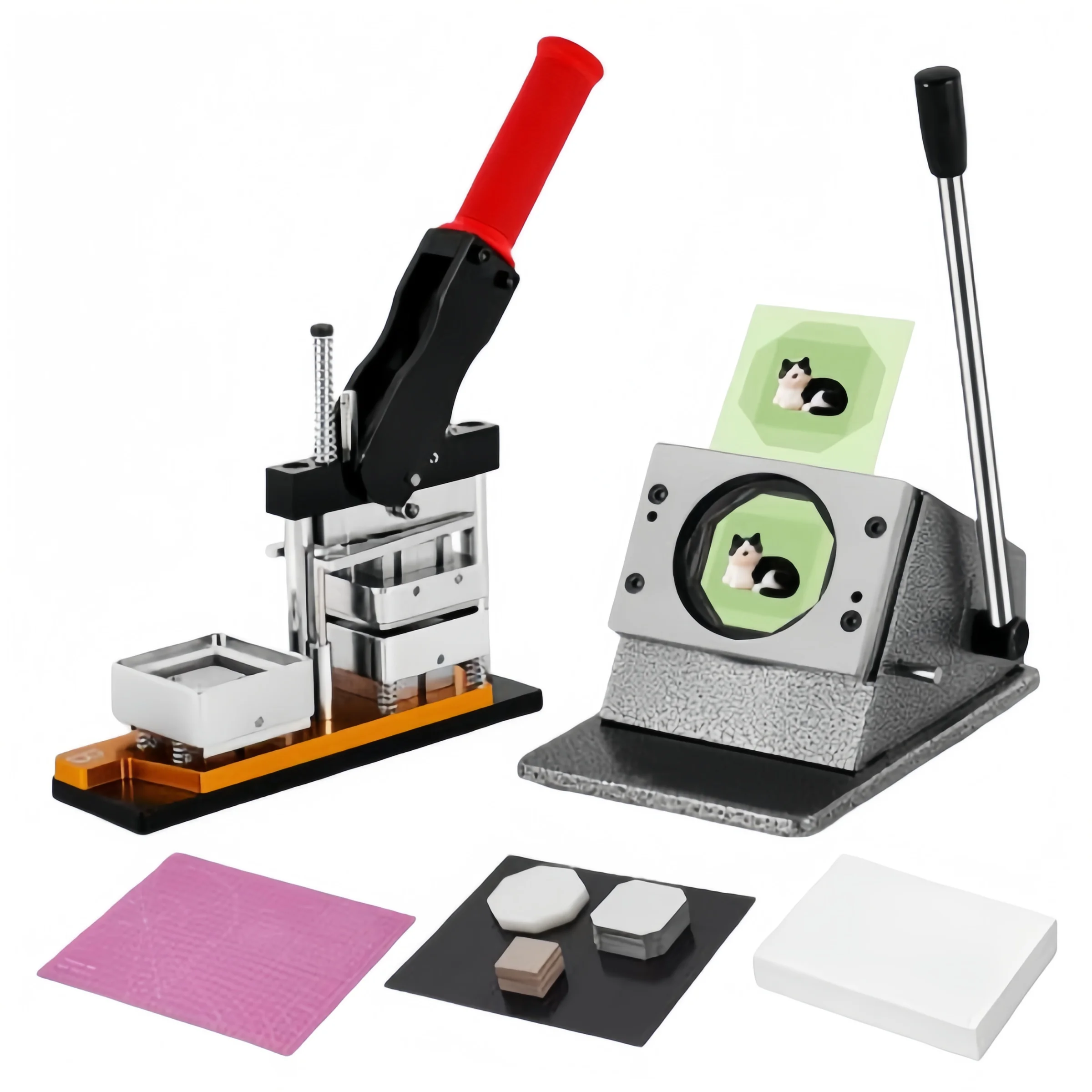 Custom Photo Fridge Magnet Button Maker - 50x50mm Square Hand Press Machine Kit - view 3