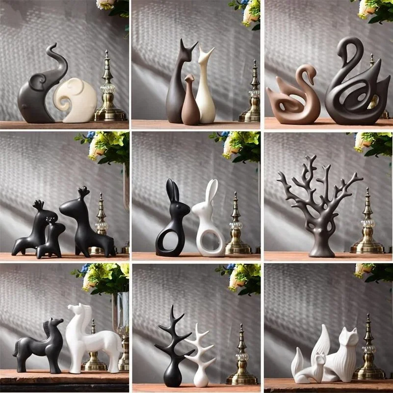 

Simple Modern Ceramic Figurines Livingroom Ornament Home Furnishing Decoration Crafts Office Coffee Wedding Ceramic Gift