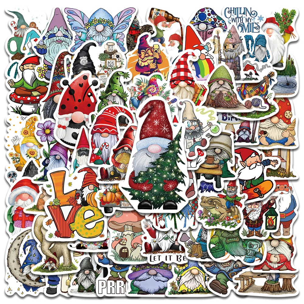 60PCS Christmas Dwarf Goblin Santa Claus Stickers Vintage Notebook Luggage Motorcycle Laptop Decals Graffiti Sticker Kids Toy