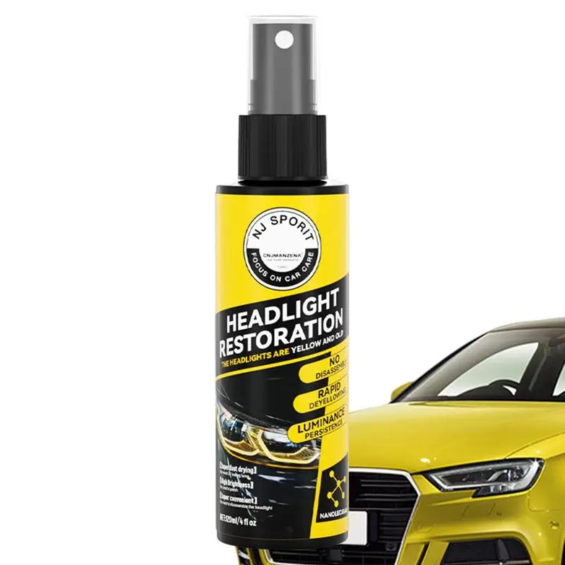 Car Headlight Restoration Spray Liquid Car Light Cleaner and Restorer Headlight Restorer Resistant Headlight Polishing Spray