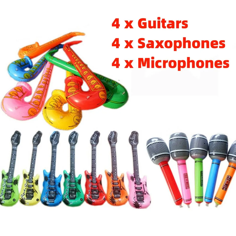 6 stücke Aufblasbare Instrumente PVC Simulation Instrumente Gitarre Sax Mikrofon Party Hip Hop Geburtstag Party Supplies