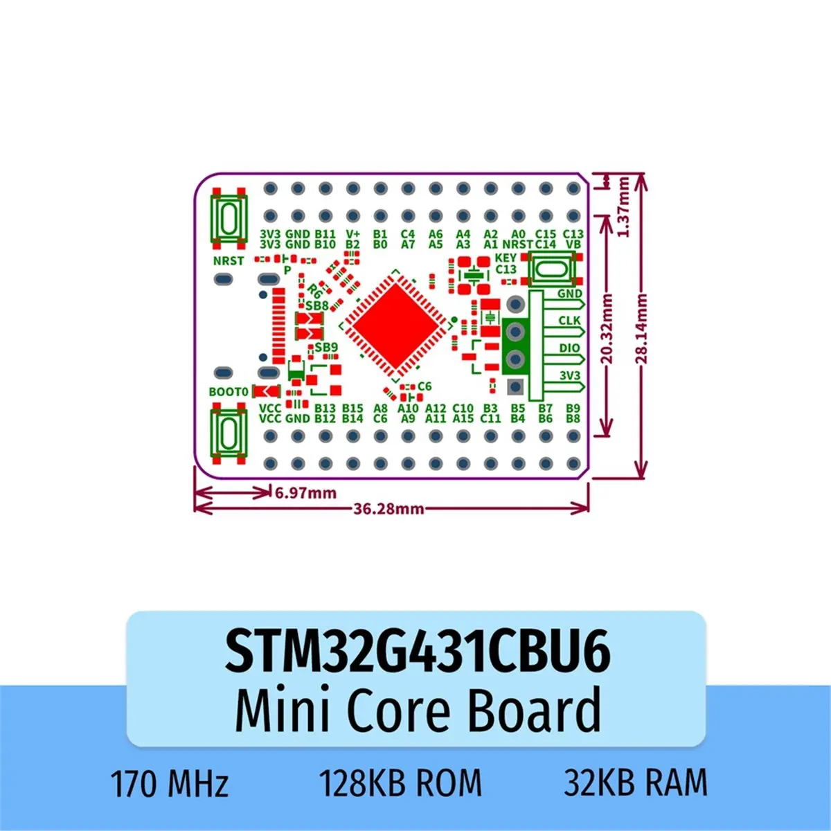 a32m-placa-de-desenvolvimento-de-sistema-minimo-stm32g431cbu6-stm32g431cb-stm32g431-stm32g4-arm-stm32-placa-de-demonstracao-placa-central