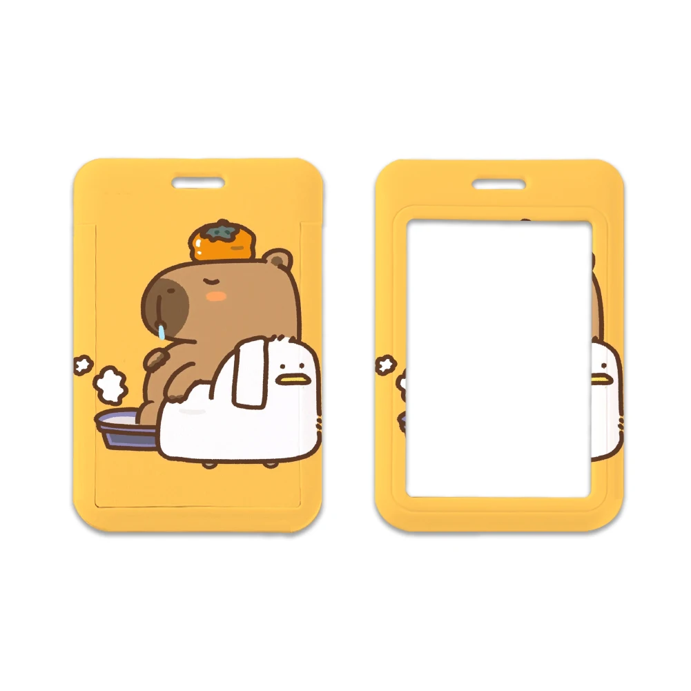 Cartoon Capybara nuoto carino porta porta porta porta Badge appeso corda porta collo cinturino biglietto da visita piccolo regalo