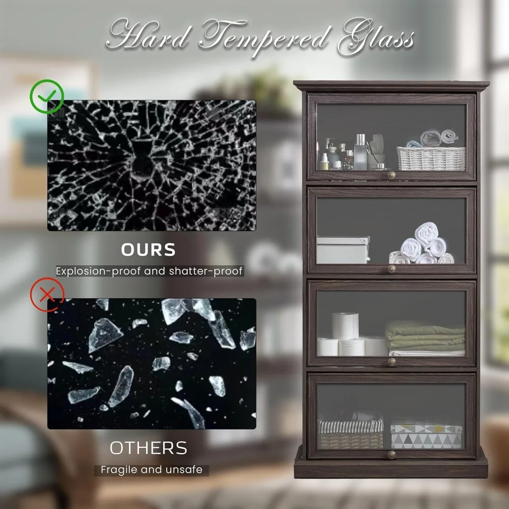 خزانة تحف زجاجية عالية الطراز على شكل مزرعة مقاس 63 بوصة مع أبواب قابلة للطي لعرض وتخزين أنيق