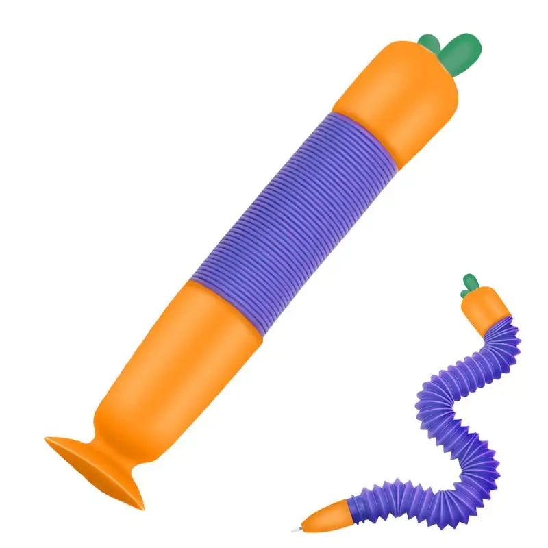 Fidget Pen 3D Printed Toy Pen With Suction Cups Sensory Toys For Stress Relief Retractable Carrot Pen Throwing Toy Radish Toy