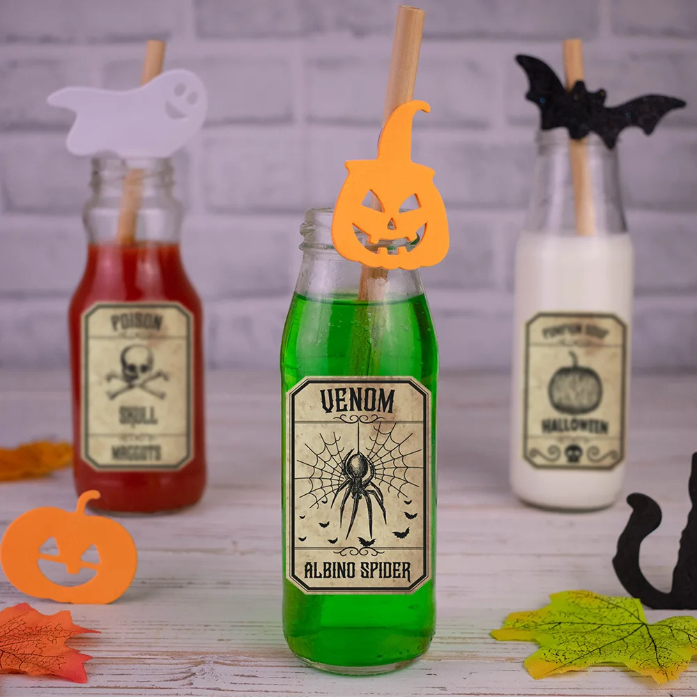 8pcs Halloween party wine bottle sticker Amazon Halloween creative horror sticker label Vintage Animal Pharmacist Bottle label