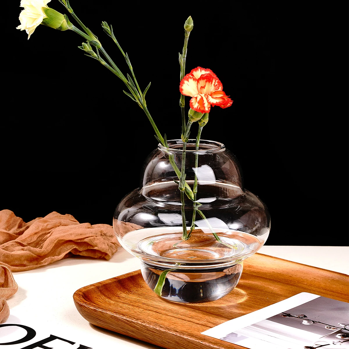 1 Stück, Glasvase mit fliegender Untertasse, einfache transparente Vase, Behälter für hydroponische Blumenarrangements, mundgeblasene Glasvase