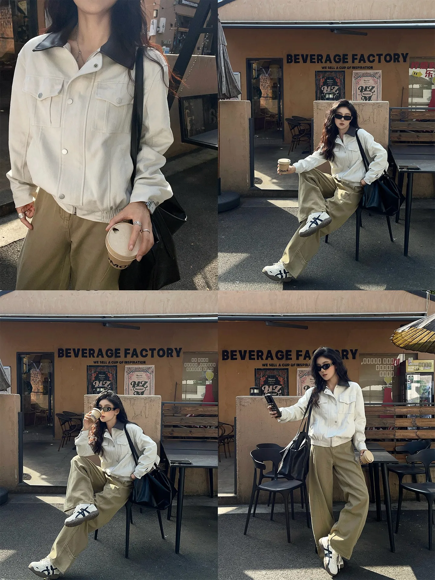 

Loose Fit Workwear Jaet Women's Barn Sle Color Blo Collar Stand up Casual Versatile Outerwear Autumn Season Polyester C...