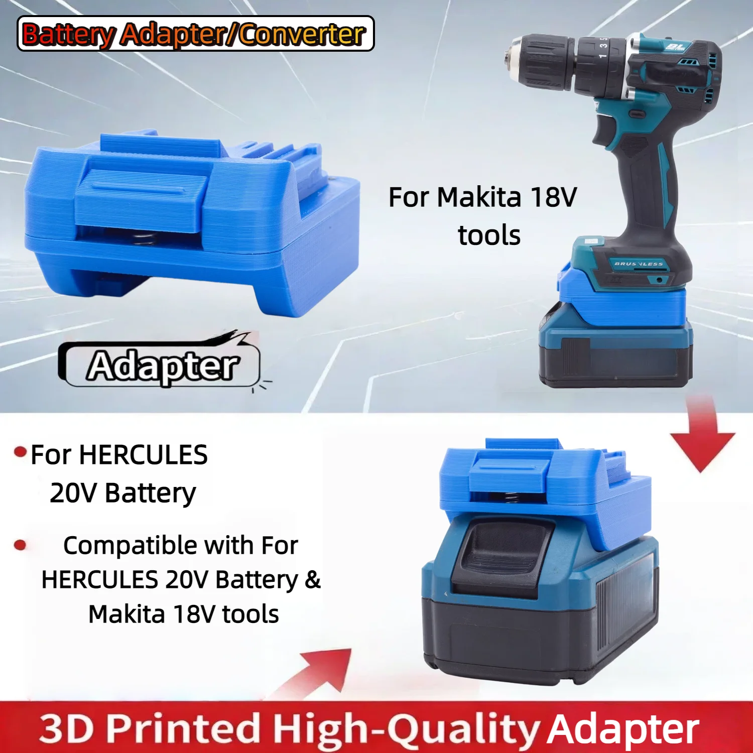 

For HERCULES 20V Series Li-ion Battery Adapter TO Makita 18V Series Tools Converter Power Tools Accessory(Only Adapter)