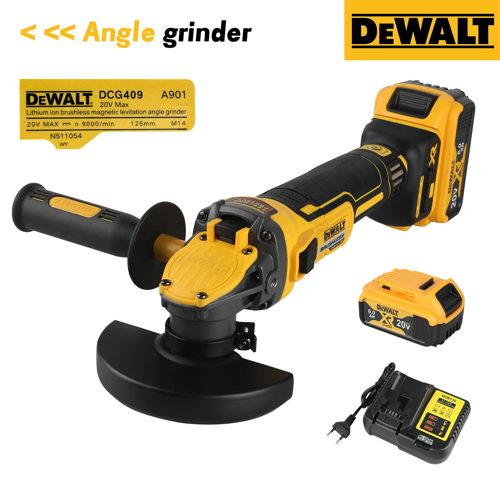 

DEWALT DCG409 20V Brushless Angle Grinder: 125mm Wheel, 9000rpm, Adjustable Handle—Ideal for Metal/Wood/Tile Processing