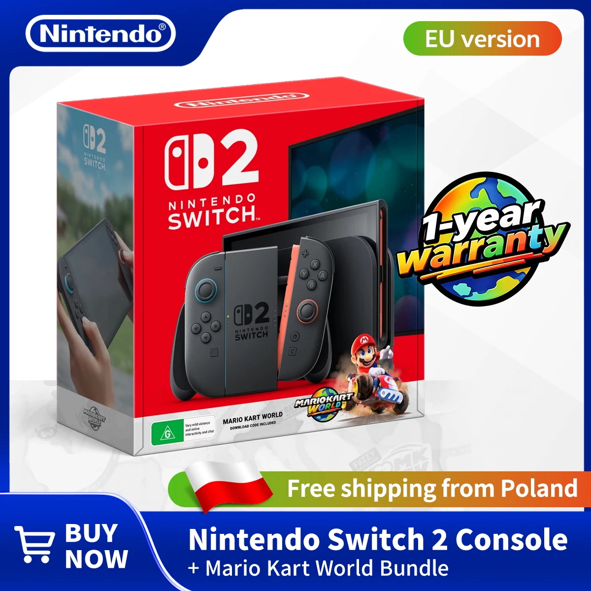Nintendo Switch 2 + Mario Kart World Bundle: Experience open-world