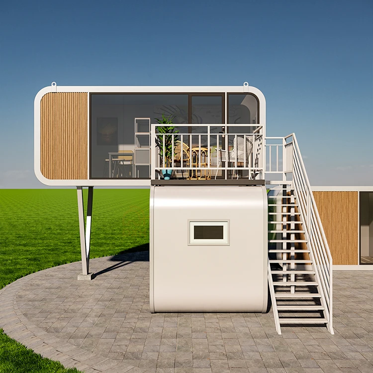 مخصص 40 قدم كابينة النوم الجاهزة طبقة مزدوجة مجموعة غرفة واحدة المنزل الأثاث بالكامل حاوية منزل جاهزة المنزل مع شرفة