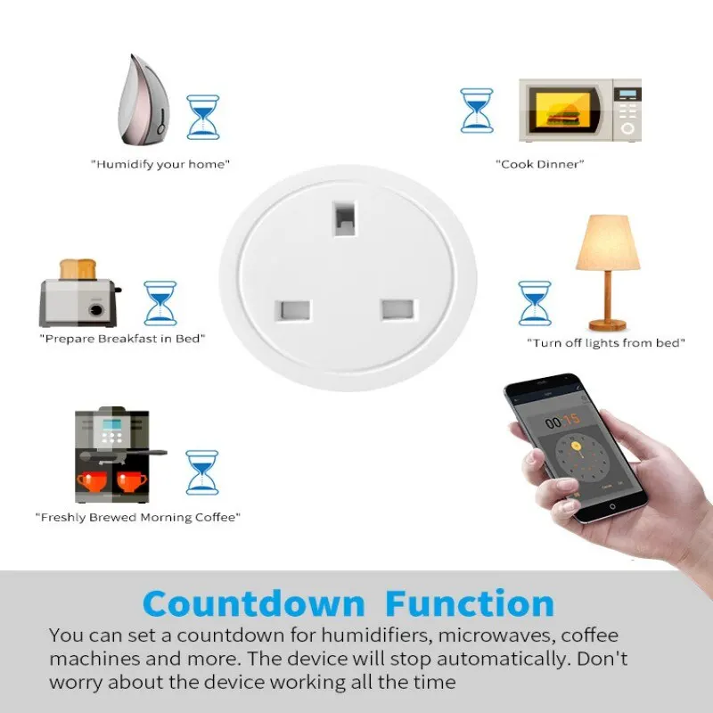 Wifi 20A UK Smart Plug Mini Power Monitor Socket Remote Vioce App Control Timing Smart Home Work With Tuya Google Home Alexa