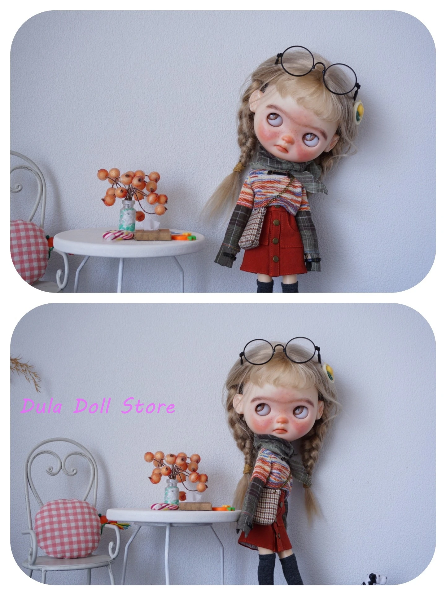 

2026（Only one set）Dula Doll Clothes Splicing sleeve top ➕ Half length skirt for Blythe Landoudou Landazz ob24 ob22 DOLL