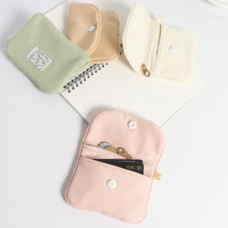 Portable Coin Purse New Solid Color Mini Cash Wallet Lightweight Cotton Headphone Bag Women Key Pouch Travel Card Holder