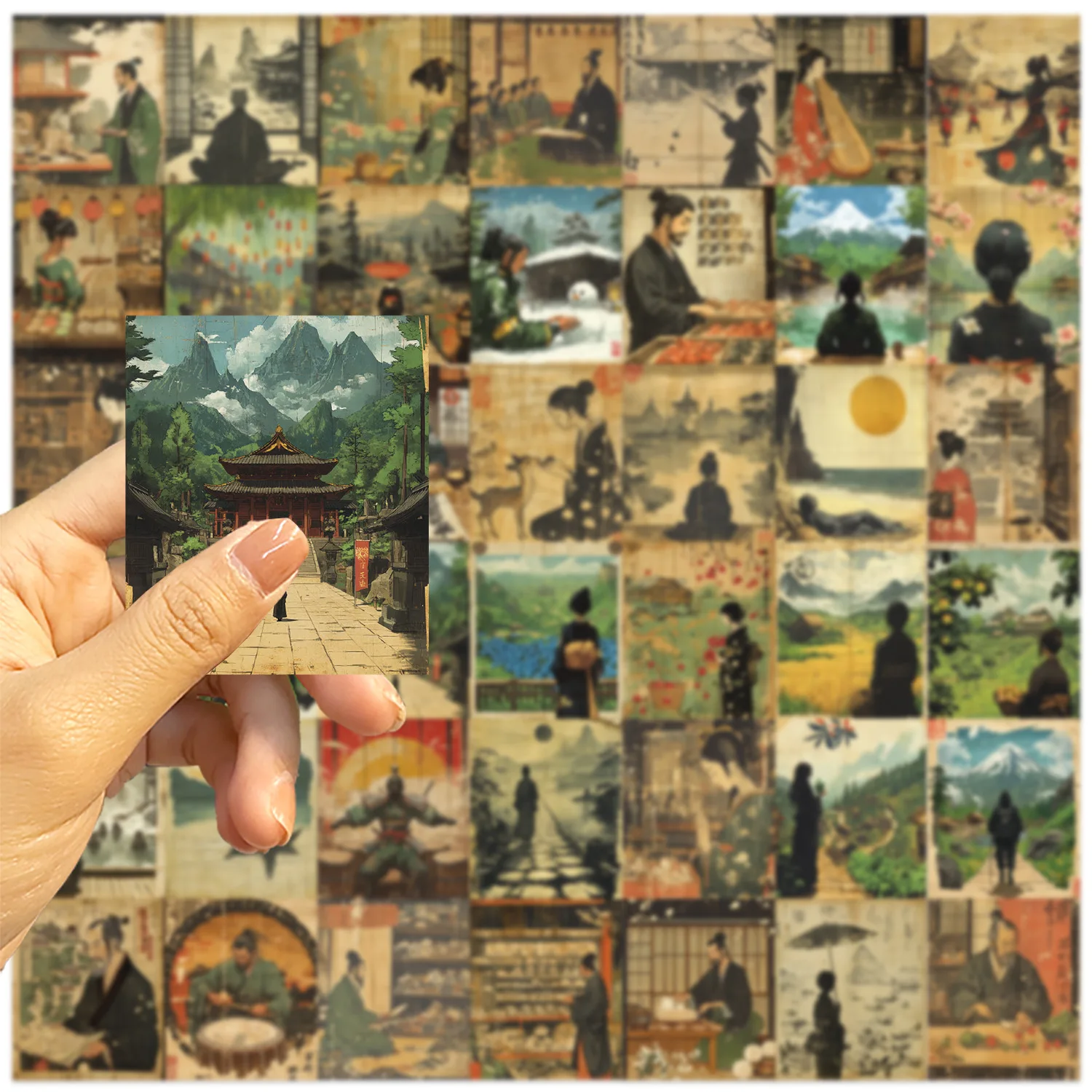 10/50PCS Japan Ukiyo-e Holzschnitt Porträt Kunst Graffiti Aufkleber Holzschnitt Cartoon Aufkleber Laptop Telefon Gitarre Skateboard Kind spielzeug Geschenk