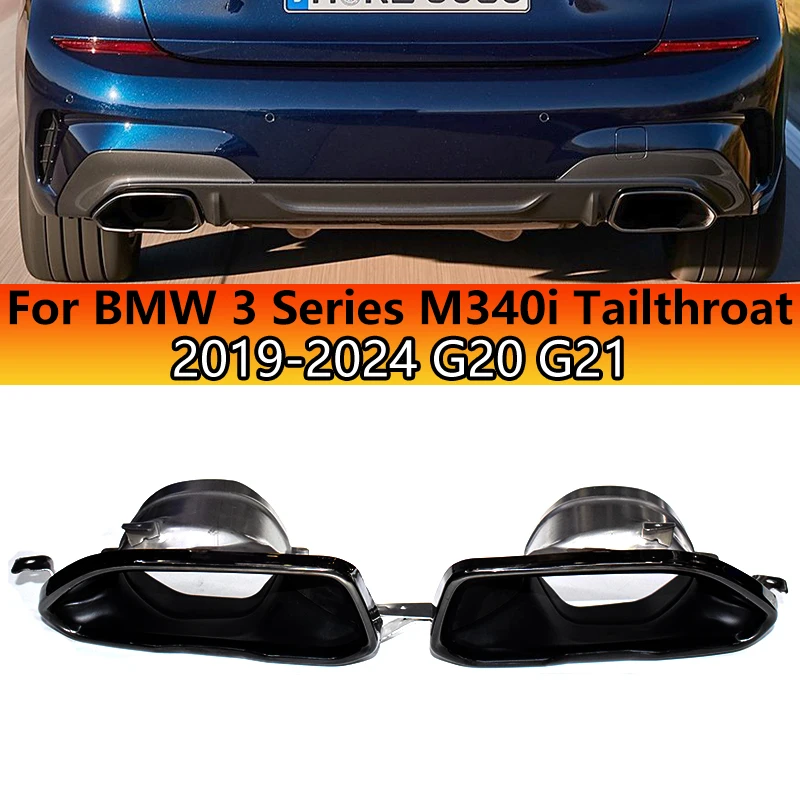 For 2019 to 2024 BMW 3 Series G20 G21 M340i exhaust pipe original car square mouth black tail mouth muffler tip nozzle