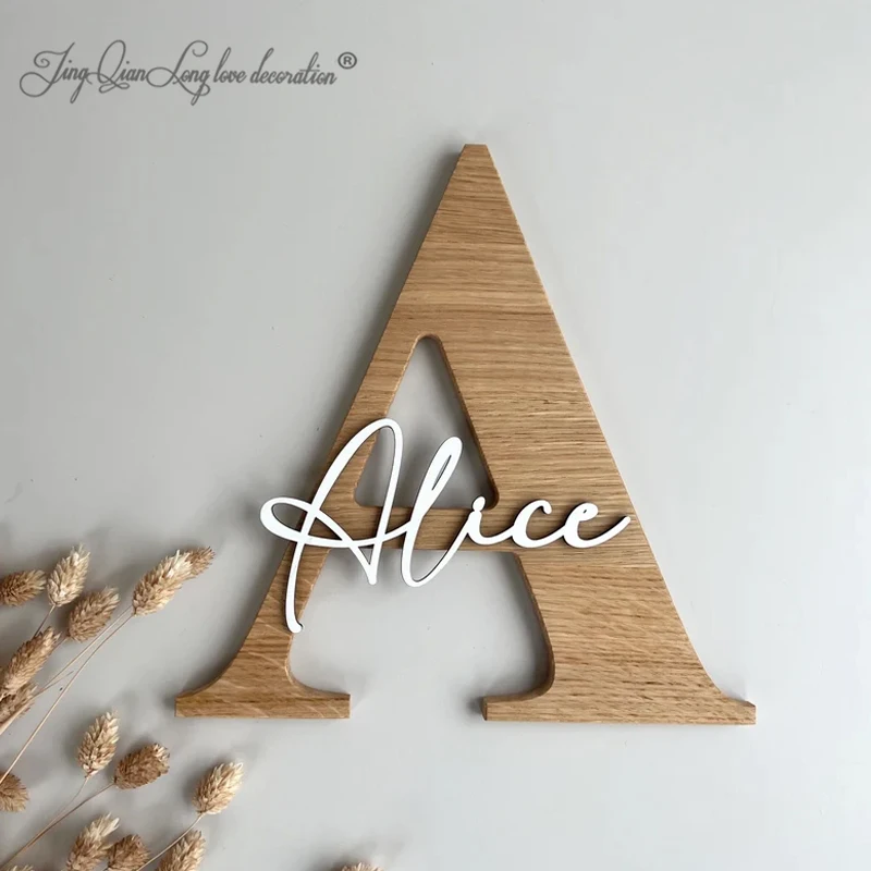 Custom Name Plate for Children's Room Decoration, Wood Wall Decoration, First Name Birth Gift