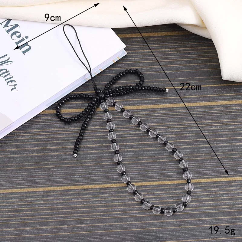 Fashion Love Bow Beaded Phone Chain Lanyard Jewelry for Women Cute Bear Crystal Loss Prevention Wrist Strap Tellphone Case Rope view 4