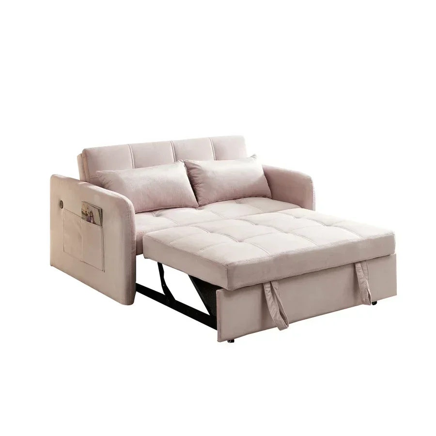 Premium   sofa bed double pull sofa bed with socket, modern and elegant velvet, easy to assemble, suitable for living room