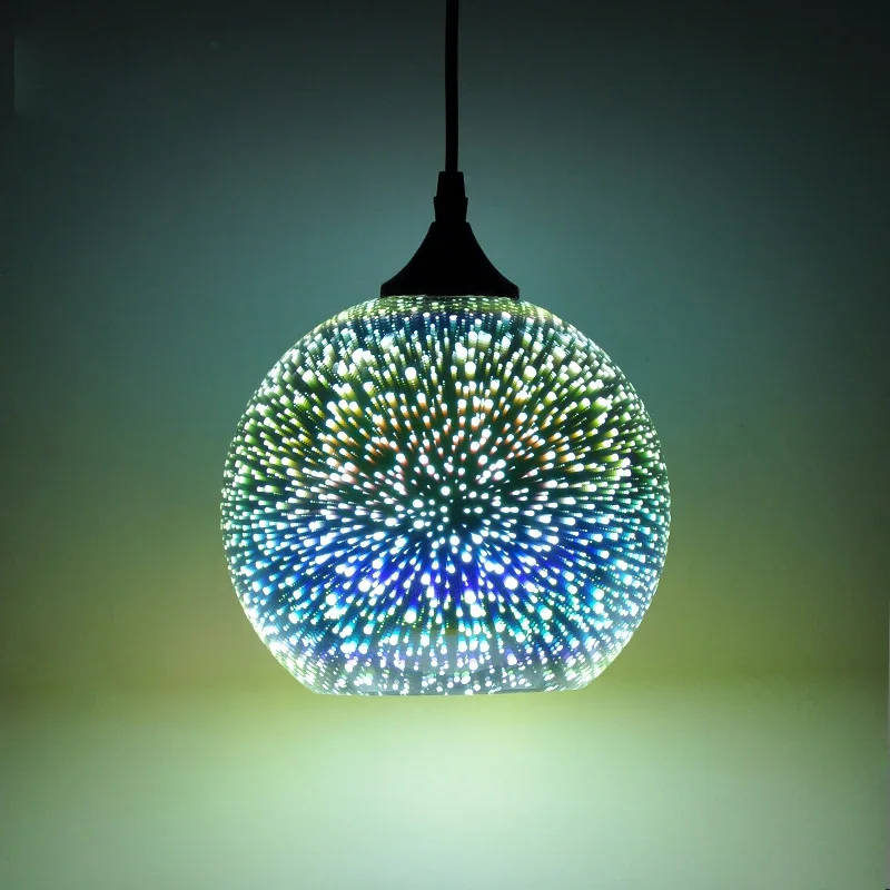 Imagem -04 - Modern 3d Glass Fireworks Pendant Lamps Lâmpadas Suspensas Simples para Sala de Jantar Luz do Céu Estrelado a Laser e Sombra