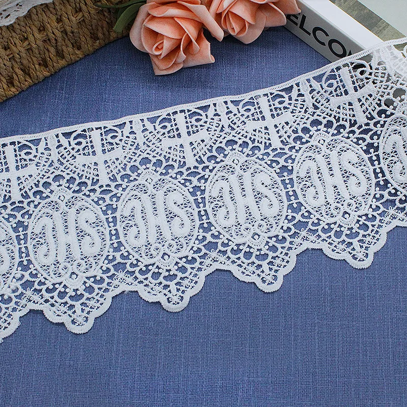 

12cm wide Cross Embroidered DIY Cloth Decorative Accessories Lolita Umbrella Skirt Decorative Lace Trim 10Yards