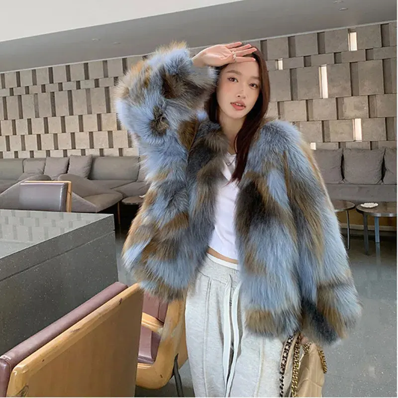 

Fashionable High Quality Fur Coat Women 2025 Winter New Faux Fox Fur Short Top One-Piece Fur Thickened Warm Artificial Fur Coats