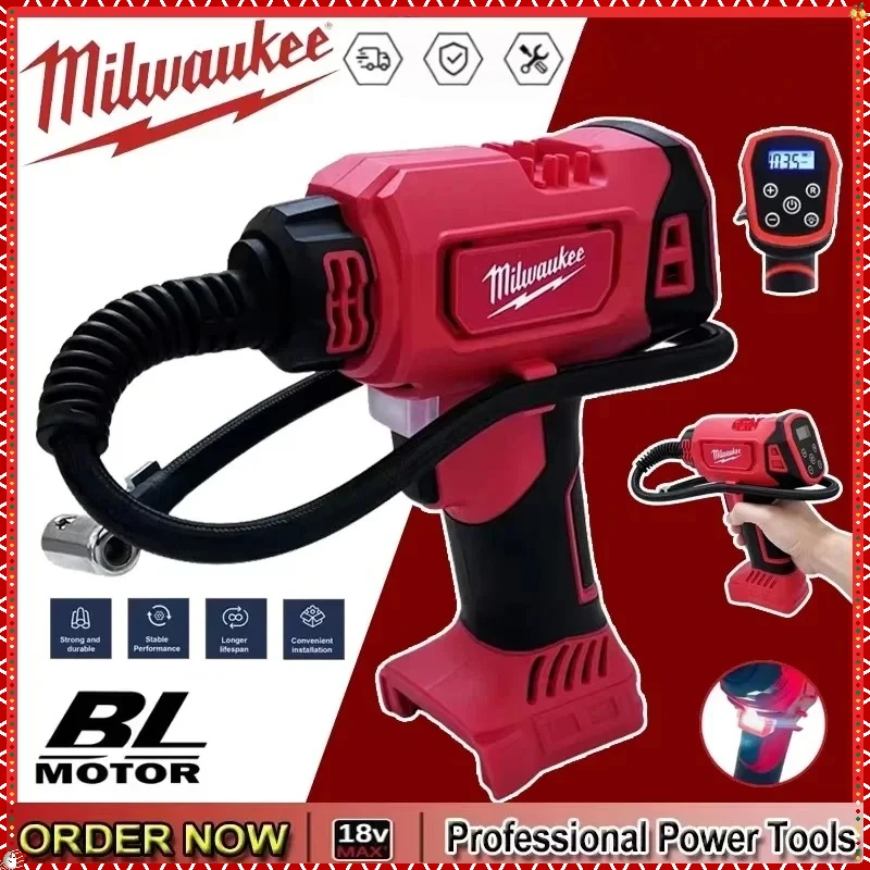 

Milwaukee Cordless Electric Air Pump Handheld Air Compressor Rechargeable Air Pump Car Tire Automatic Inflator