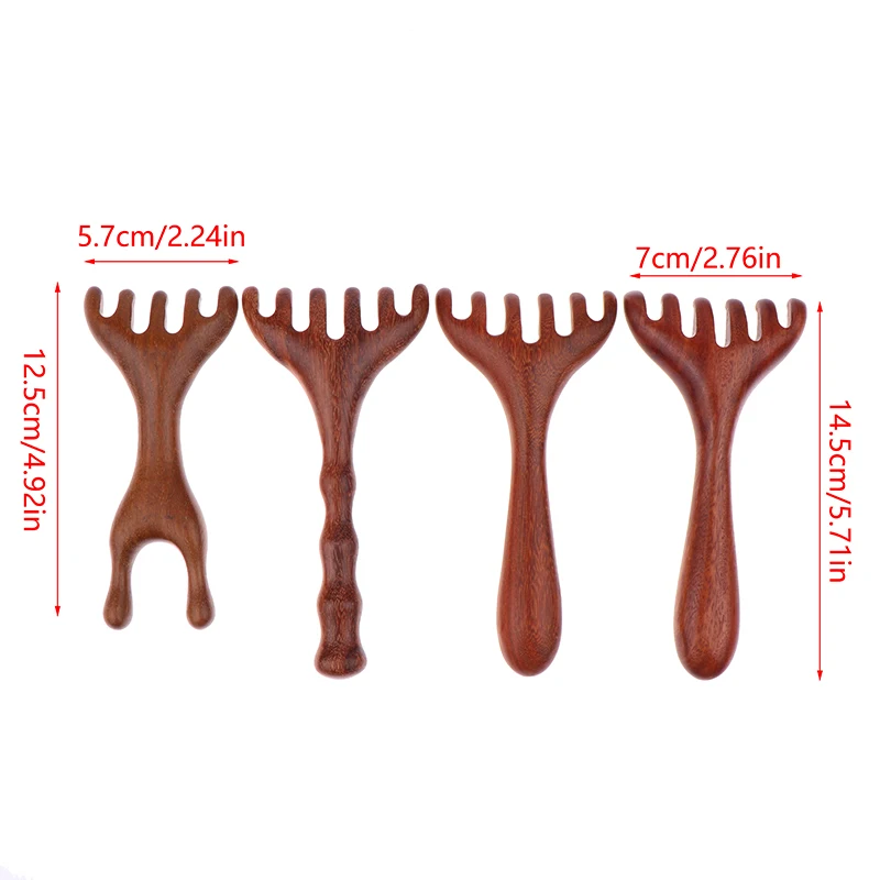 1 Pc Natuurlijke Gouden Sandelhout Vijf Klauw Hoofdhuid Massager Gua Sha Tool Terug Scratcher Spa Handheld Meridiaan Massage Kam haarverzorging