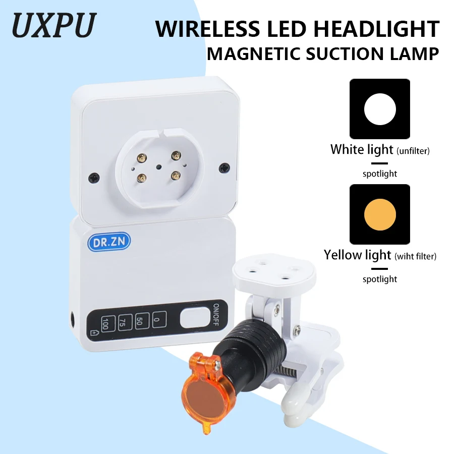 5W Portable Wireless Headlight, Suitable For Dentistry And Medical Laboratories, Equipped With Square Magnetic Suction Battery