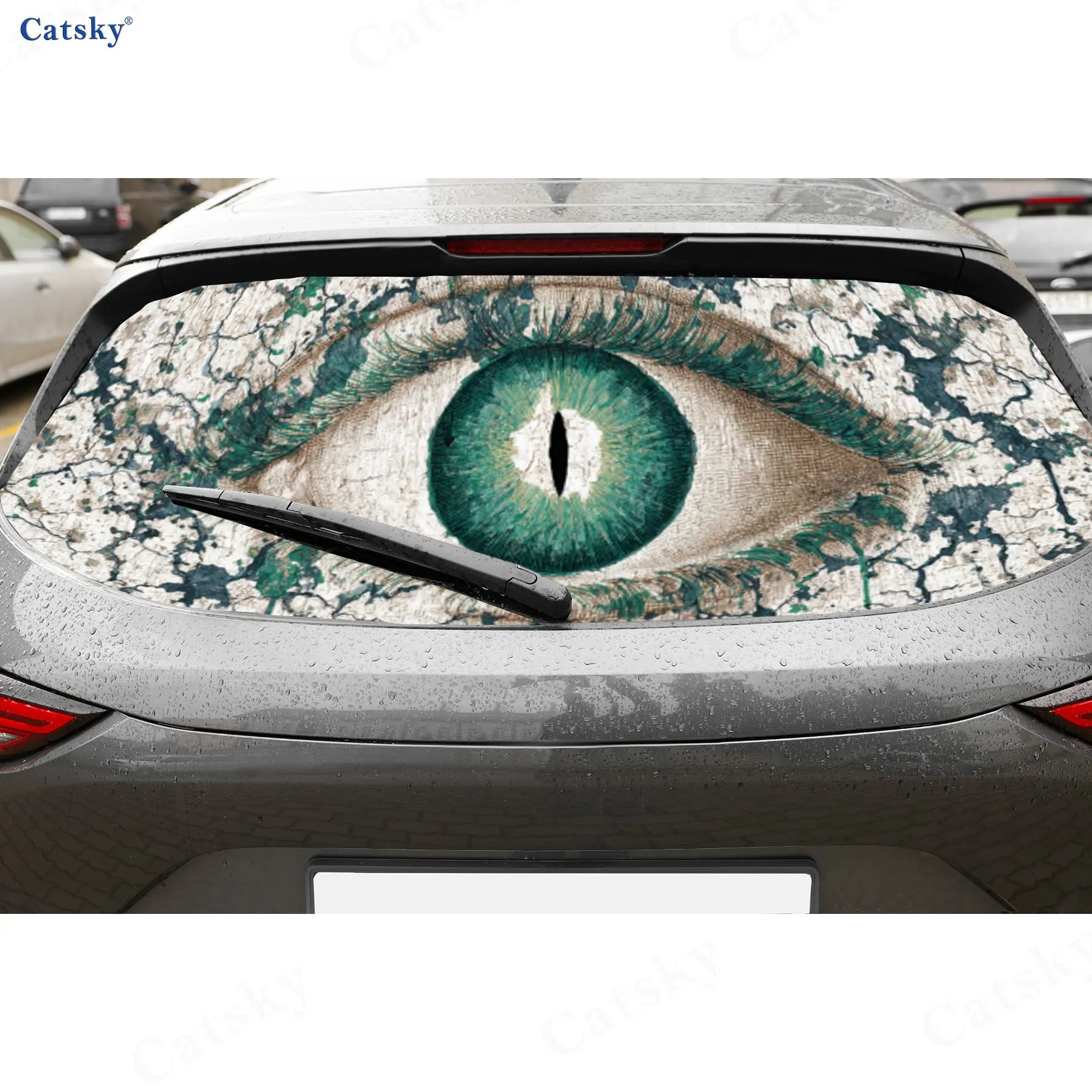 

Mystic Green Eye Crackle Adventure PVC Perforated Car Vinyl Wraps, Durable Car Rear Windshield Sticker, Waterproof Car Rear Wind