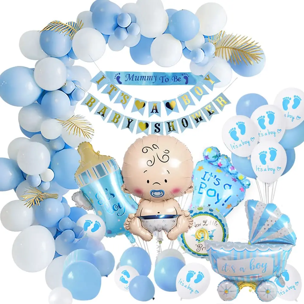 Baby Shower Party Decorations Blue Balloon Kit It's a Boy Banner Mummy to be Sash Baby Boy Foil Balloon Gender Reveal Balloon