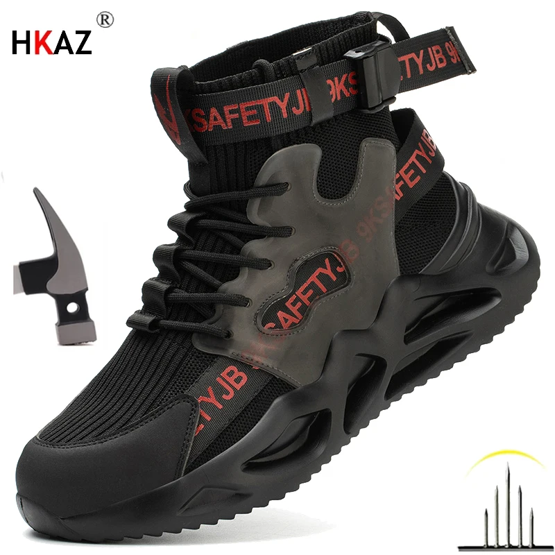 Fashion Men Work Boots Indestructible Safety Shoes Men Steel Toe Shoes Puncture-Proof Sneakers Male Footwear Shoes Work Shoes