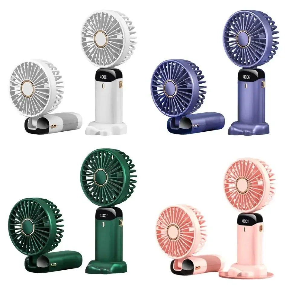 Outdoor Travel Essential Foldable Neck Fan, Mini Handheld Fan with Phone Holder 5-Speed USB Rechargeable Portable Cooler