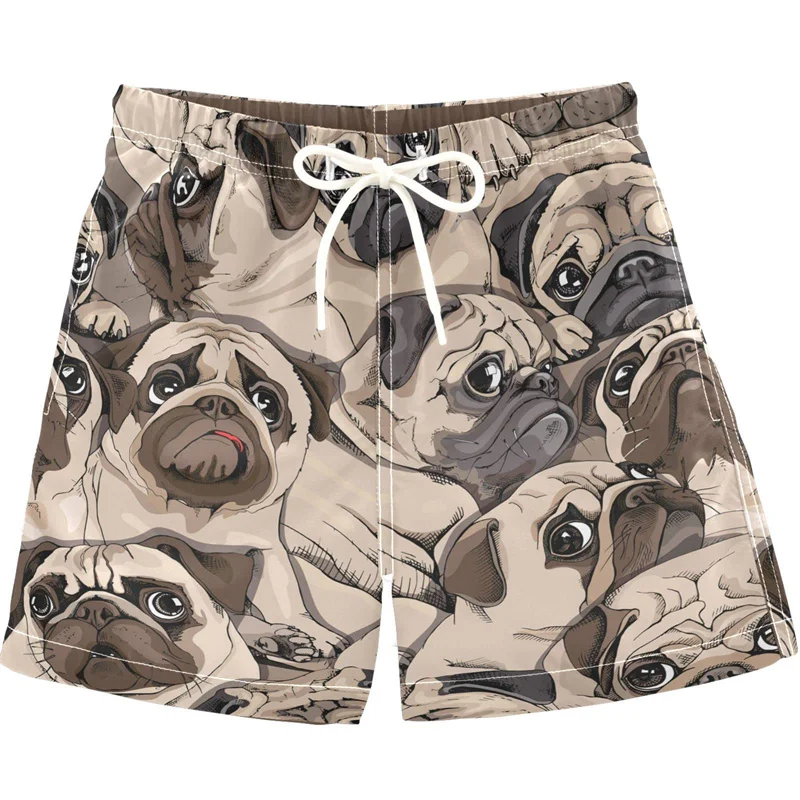 Cartoon Dog Graphic Beach Shorts For Men 3d Print Animal Surfing Board Shorts Quick Dry Swim Trunks Street Oversized Short Pants