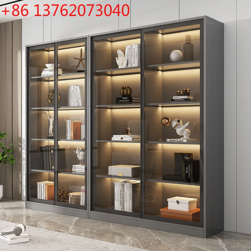 

Sliding doors, sliding doors, bookcases, integrated whole walls, light luxury, modern homes