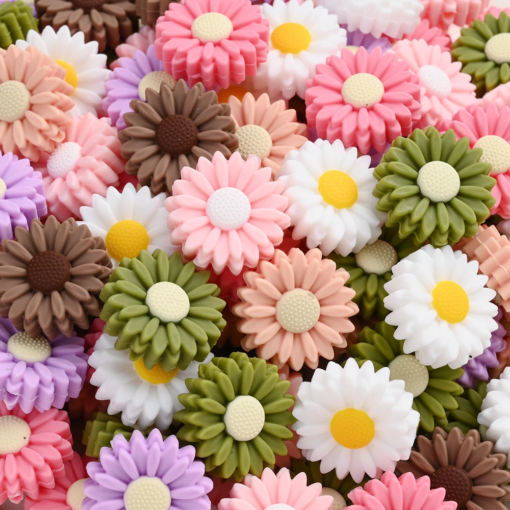 

7 шт. силиконовые бусины в форме цветка, детская соска для прорезывания зубов, зажим-цепочка, браслет-прорезыватель, аксессуары для жевательных игрушек, без BPA