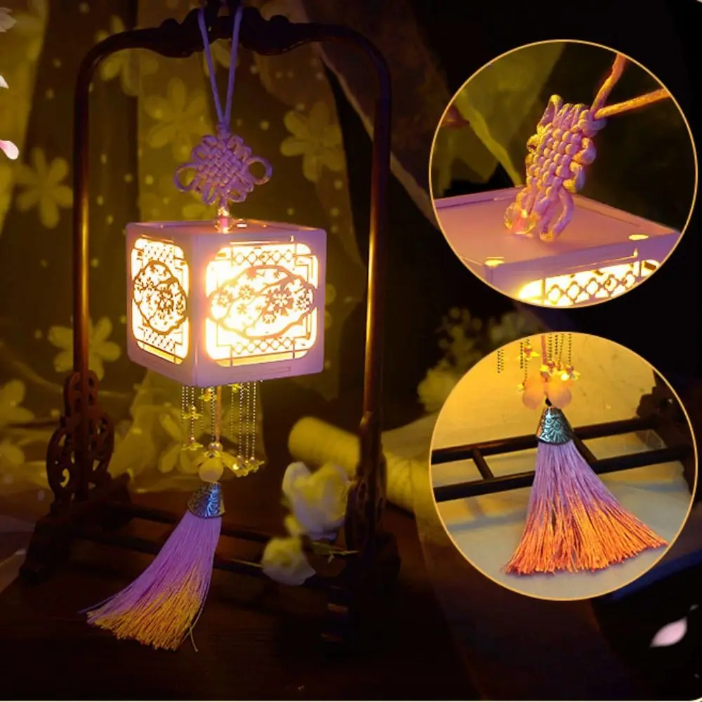 With LED Light DIY Mid-Autumn Lantern Chinese Style Handmade Handmade Lanterns Blessings Mid-Autumn Festival Home Pendants