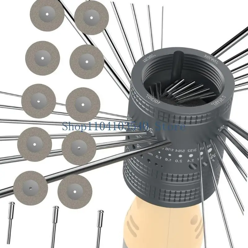 02DC Tungsten Electrode Sharpener Grinder Grinding Head TIG Welding Tools Set with Cut-Off Slot 10 Wheels and 3 Mandrel