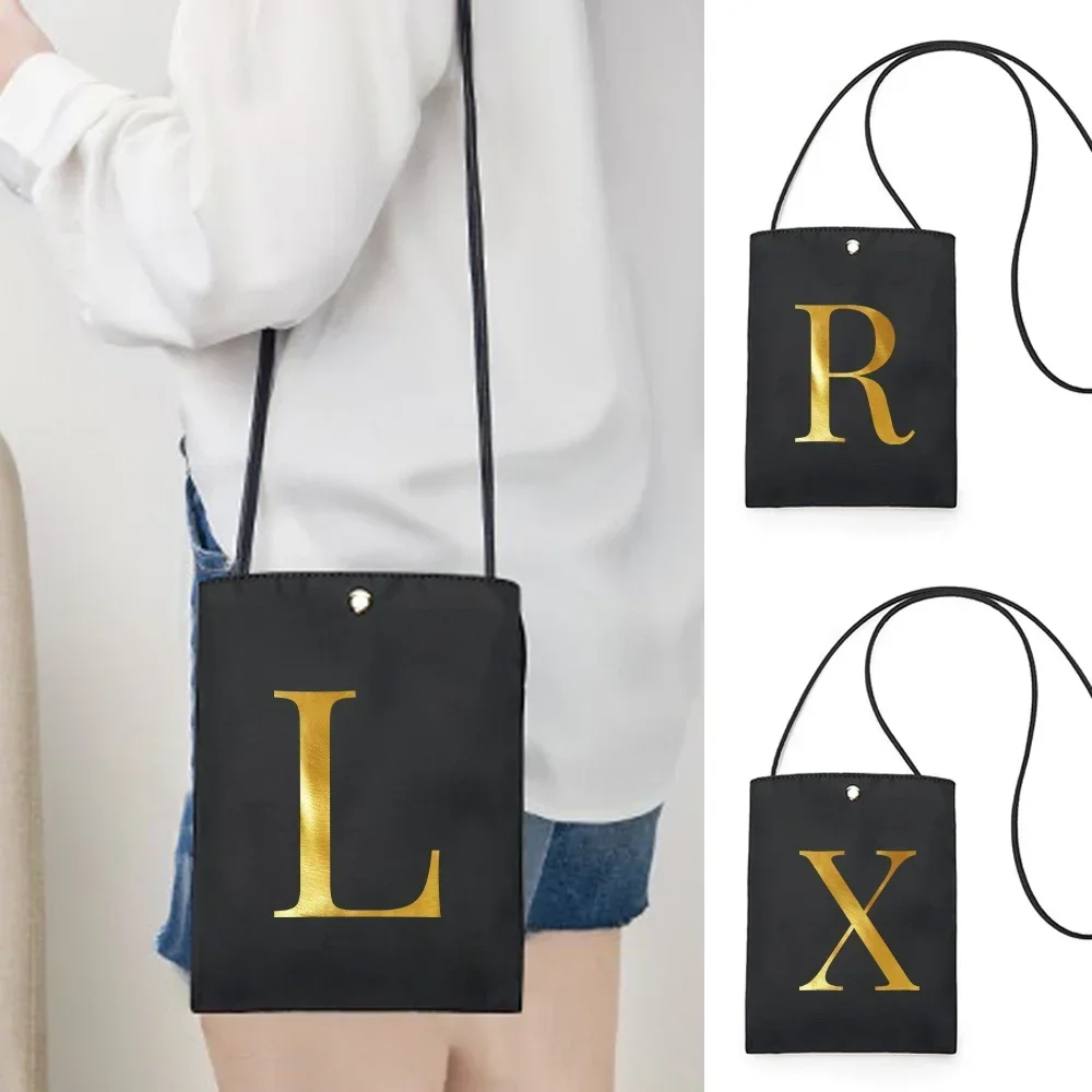 Women's Purse Cell Phone Bag Small Crossbody Bag Gold Letter Print Pattern Can Store Mobile Phone Credit Card Cosmetics