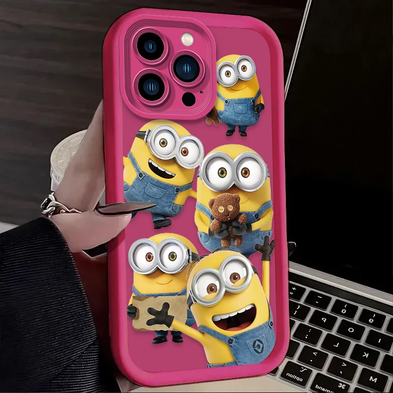 Cartoon M-Minions Doll Case For iPhone 16 16E 15 14 13 12 11 Pro Max X XS X S Max XR SE 2020 SE4 7 8 Shockproof Silicone Cover - náhled 5