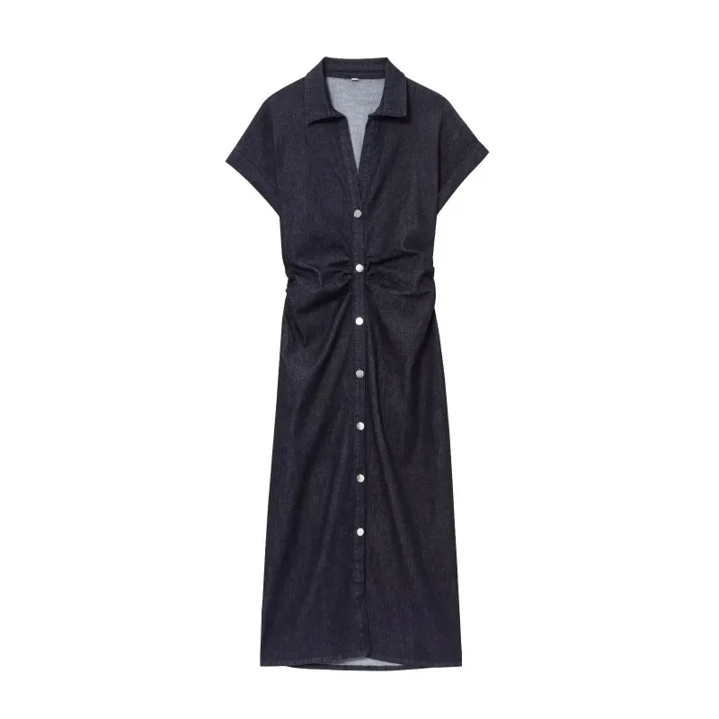 

GELITAYIN Denim Ruffled Dress Universal Dresses 2025 Woman Harajuku Womens Party Women's New Summer Midi Elegant Casual Holiday