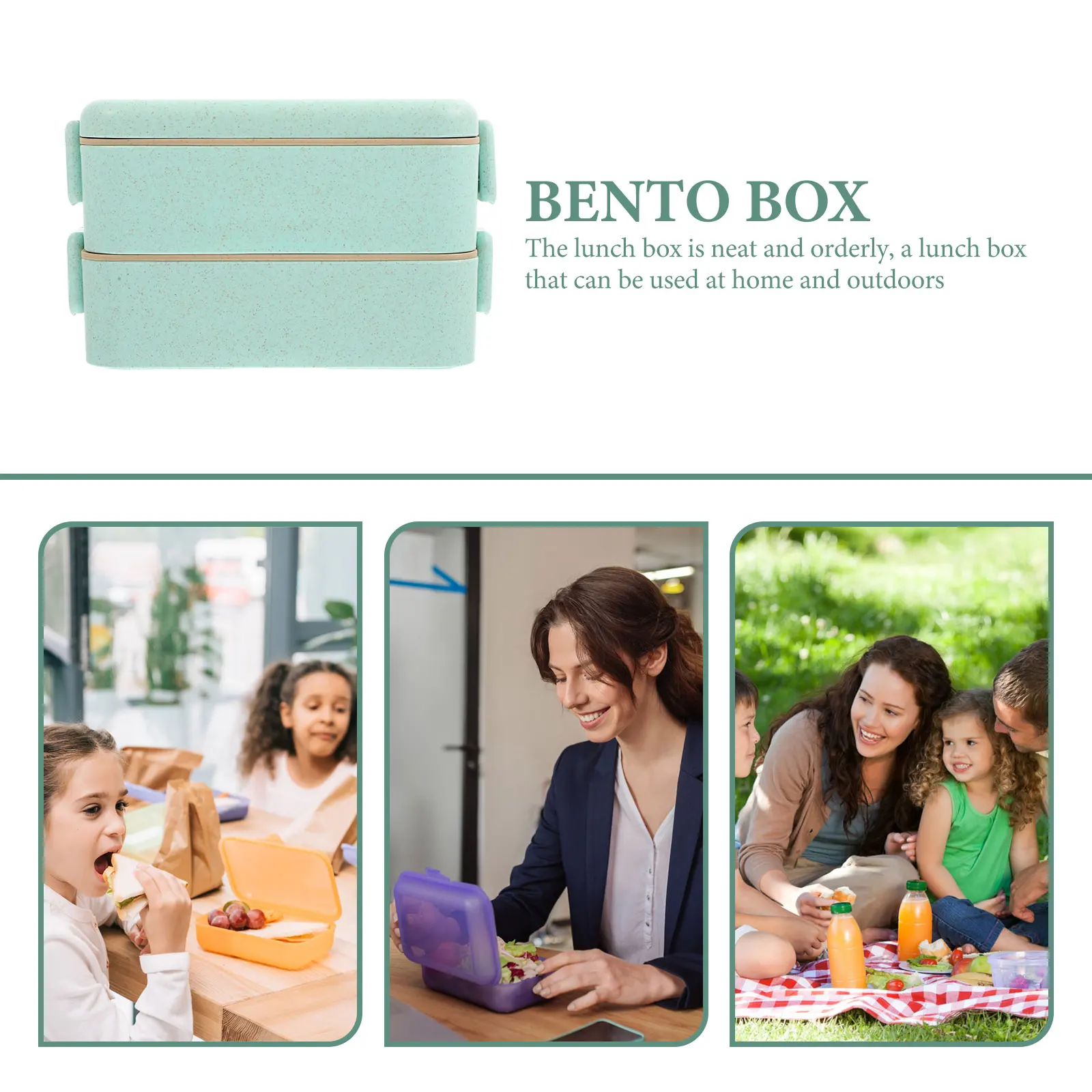 

Wheat Straw Lunch Box Large Capacity Reusable Bento Box Microwave Safe Food Container Portable Food Storage Holder for Office